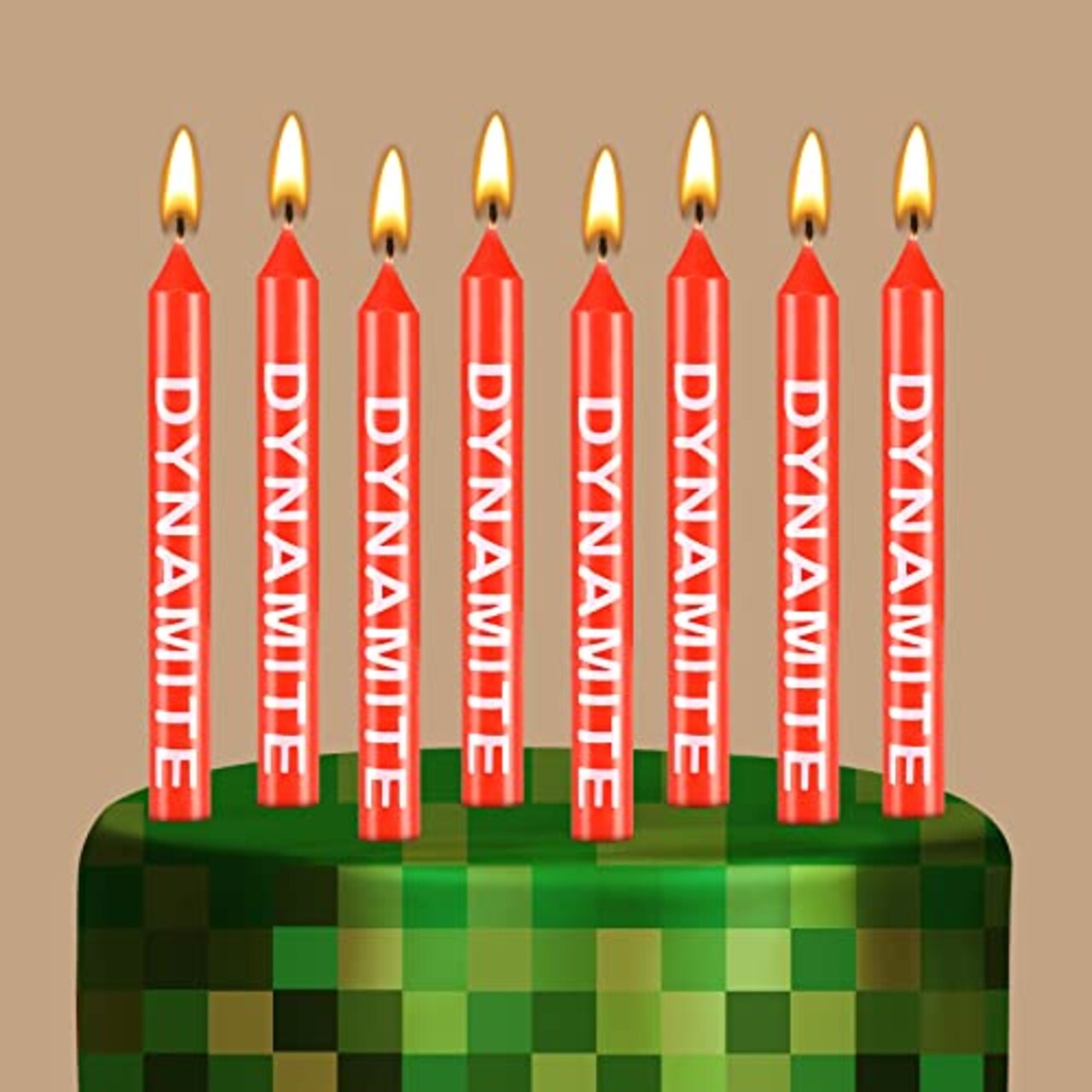 12 Pieces TNT Themed Birthday Candles Dynamite Birthday Candles TNT Cake Toppers for Cake Decoration Video Game Party Graduation Celebration and Daily Use